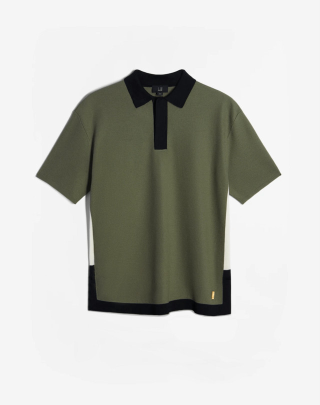 DUNHILL Textured Contrast Trim Short Sleeve Polo POLOS Man f