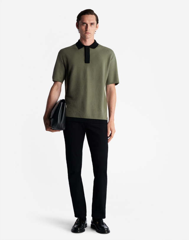 DUNHILL TEXTURED CONTRAST TRIM SHORT SLEEVE POLO POLOS Man r