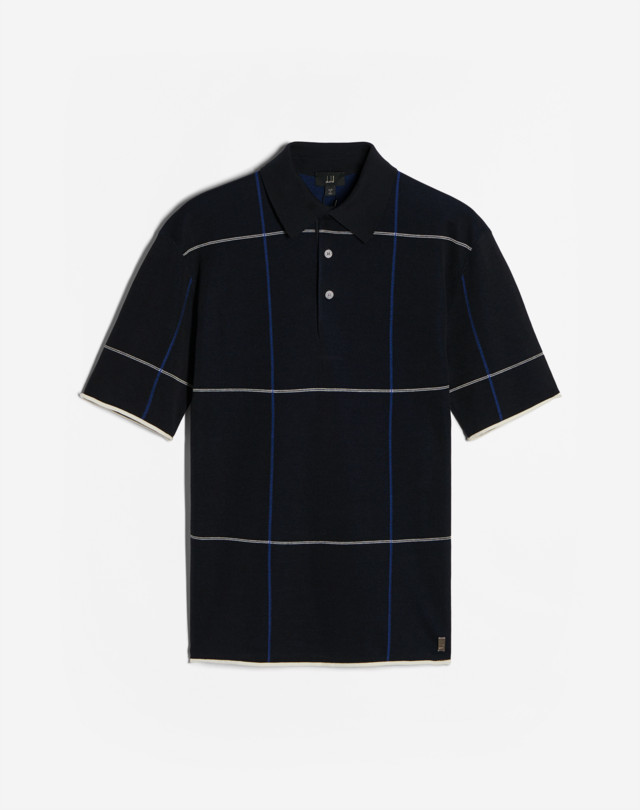 DUNHILL Tattersal Check Cotton Silk Short Sleeve Polo POLOS Man f