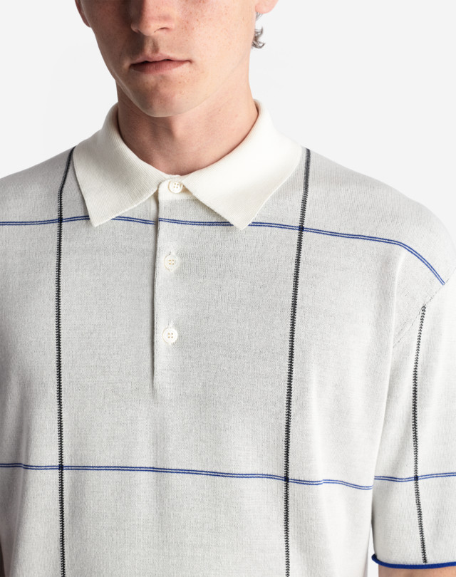 DUNHILL TATTERSAL CHECK COTTON SILK SHORT SLEEVE POLO POLOS Man a