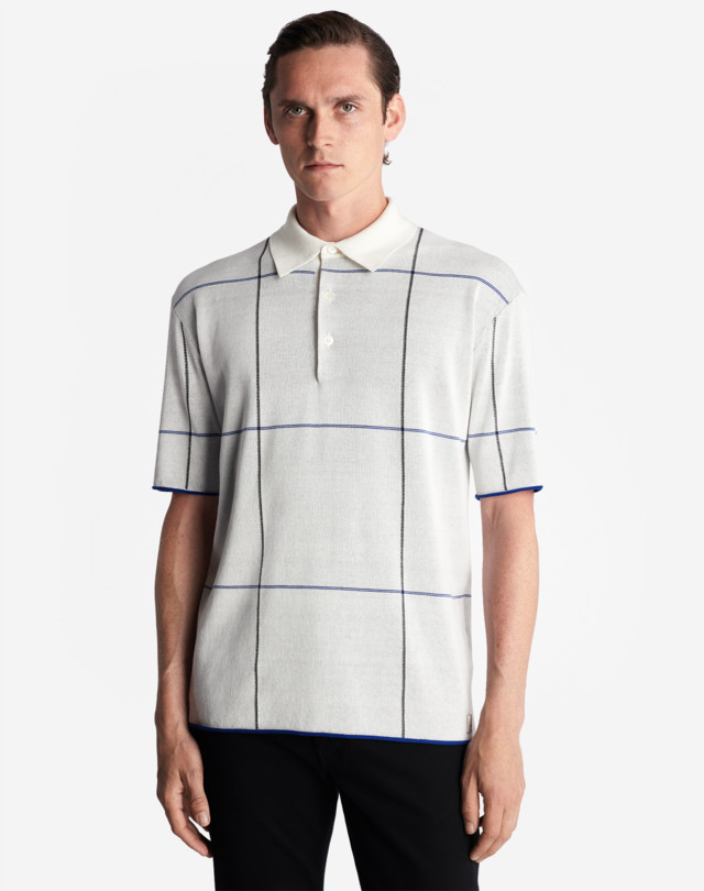 DUNHILL TATTERSAL CHECK COTTON SILK SHORT SLEEVE POLO POLOS Man d