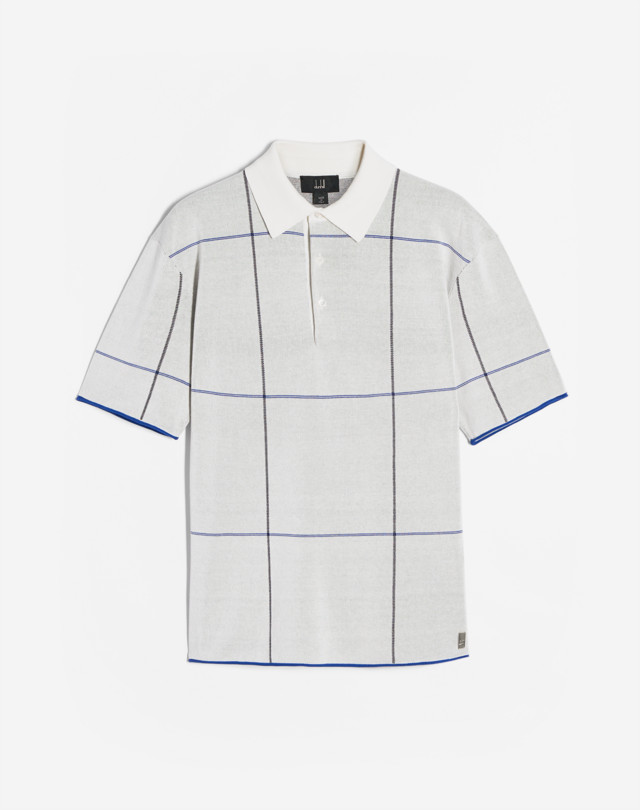 DUNHILL Tattersal Check Cotton Silk Short Sleeve Polo POLOS Man f