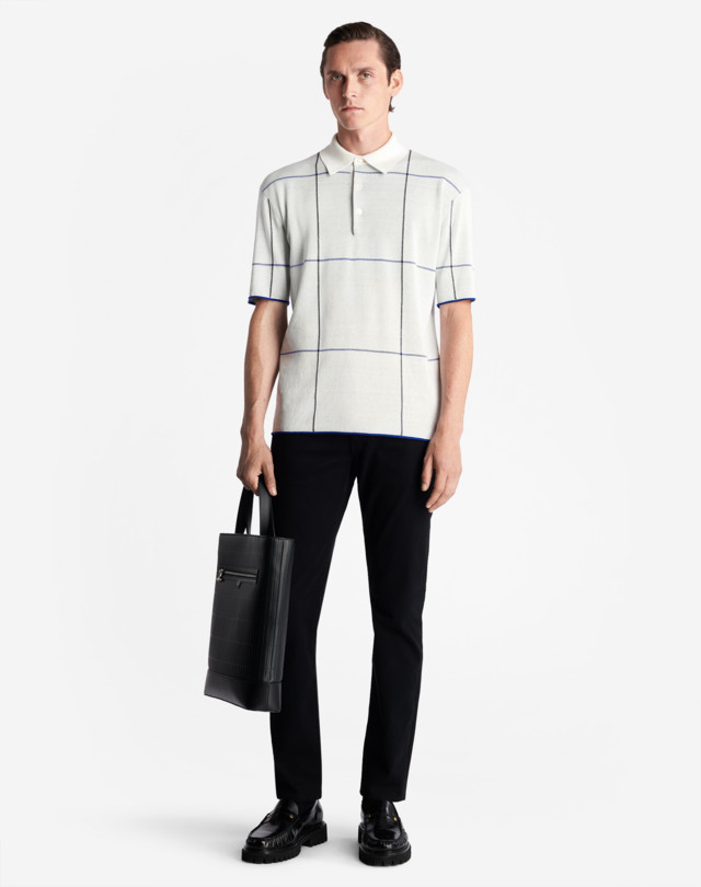 DUNHILL TATTERSAL CHECK COTTON SILK SHORT SLEEVE POLO POLOS Man r