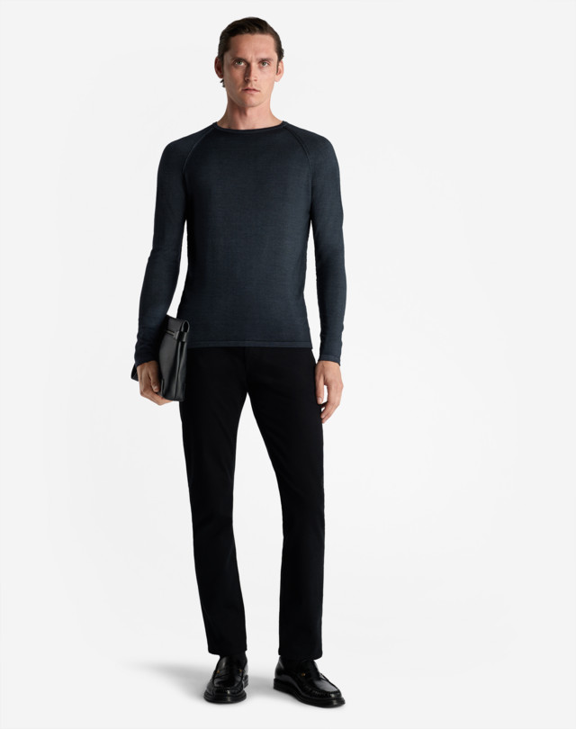 DUNHILL GARMENT DYE LONG SLEEVE CREW JUMPERS Man r