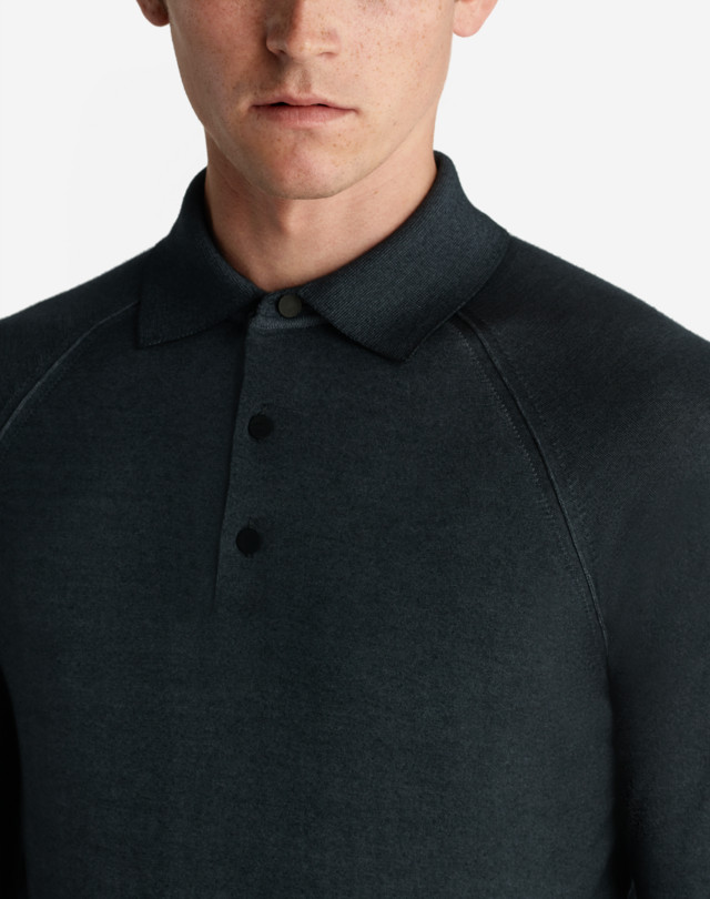 DUNHILL GARMENT DYE LONG SLEEVE POLO POLOS Man a