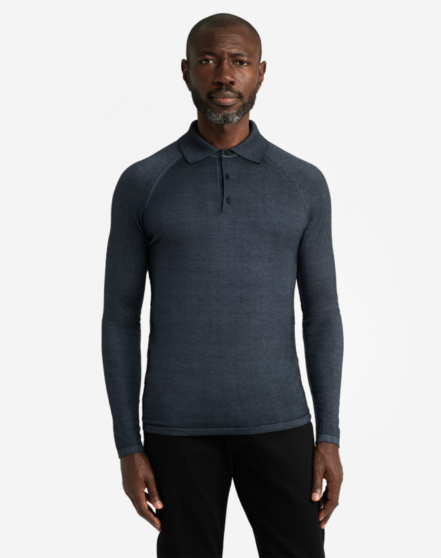 DUNHILL GARMENT DYE LONG SLEEVE POLO POLOS Man e