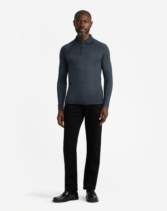 DUNHILL GARMENT DYE LONG SLEEVE POLO POLOS Man r