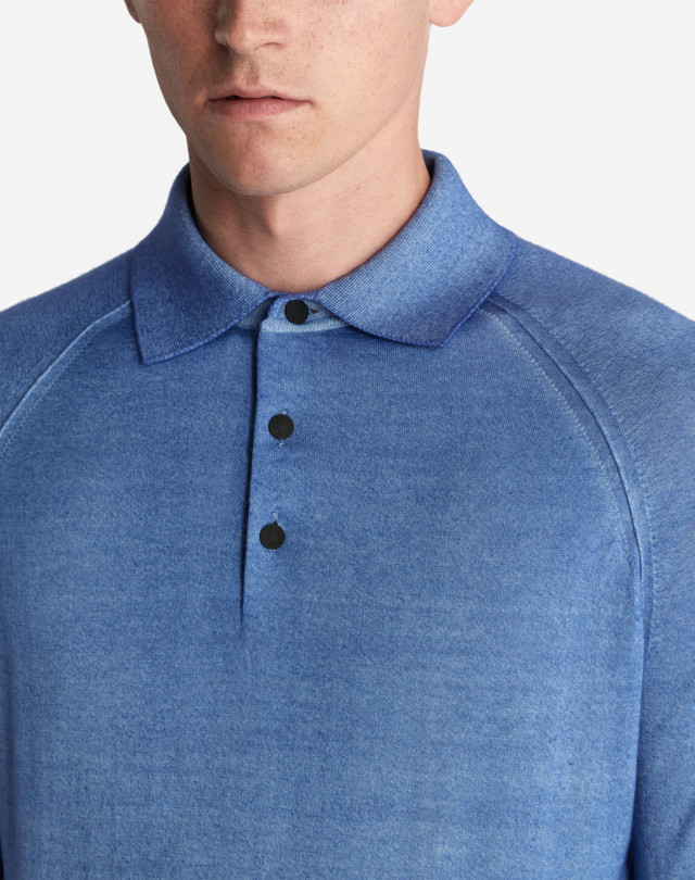 DUNHILL GARMENT DYE LONG SLEEVE POLO POLOS Man a