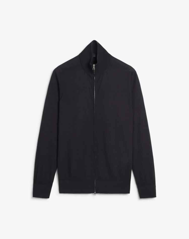 DUNHILL KNITTED ZIP THROUGH Man Superfine Cashmere Zip Through Jumper f