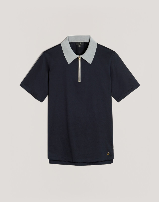 DUNHILL COTTON ZIP POLO POLOS Man f