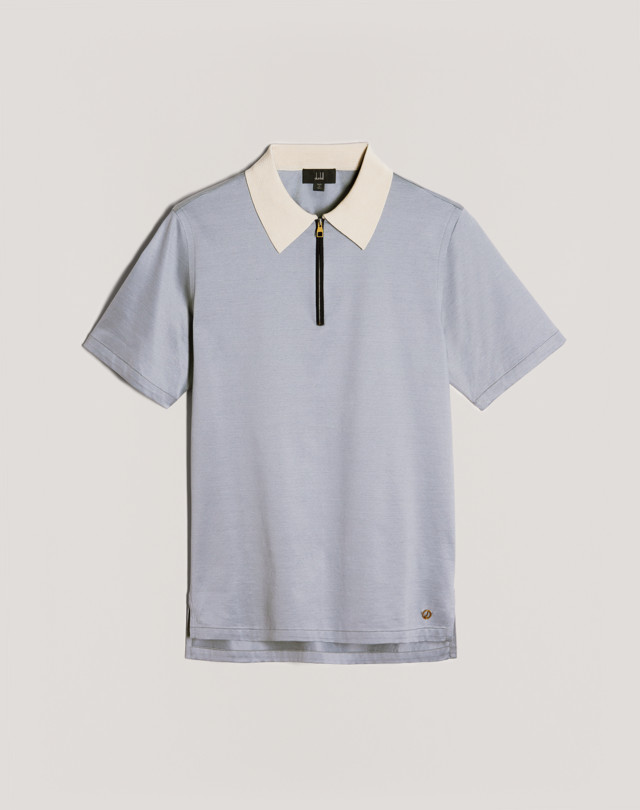 DUNHILL COTTON ZIP POLO POLOS Man f
