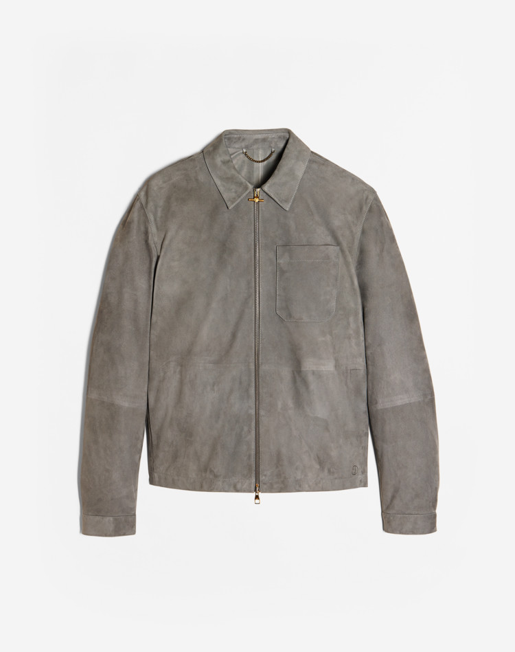 SUEDE ZIP SHIRT JACKET DUNHILL LEATHER JACKETS Man SUEDE ZIP SHIRT JACKET f