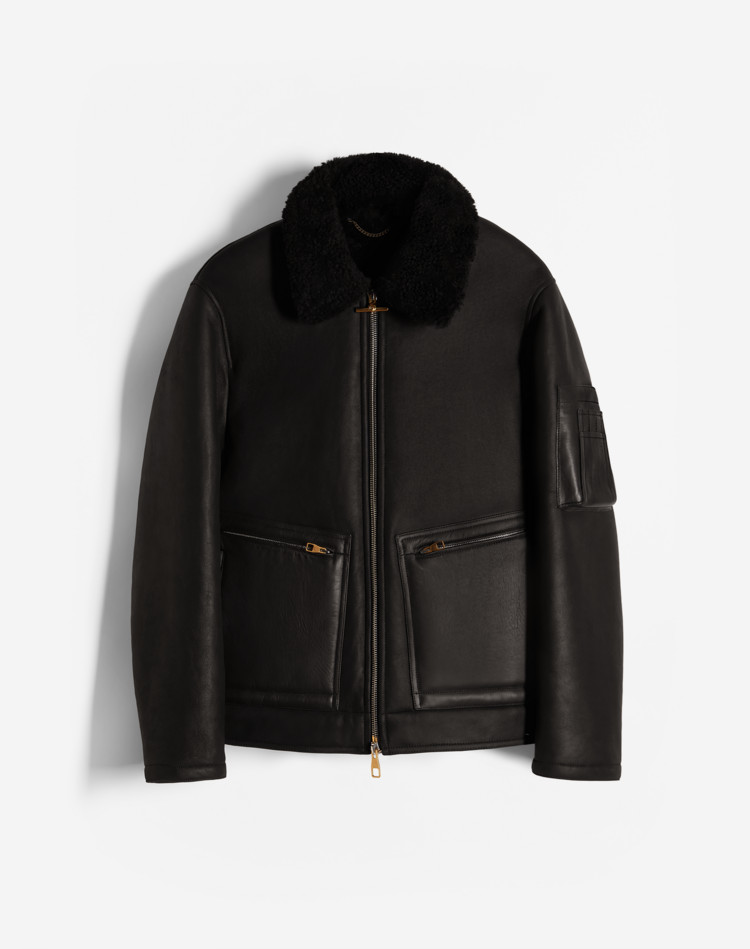 DUNHILL LEATHER BOMBERS Man Shearling Aviator f