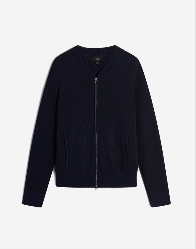 DUNHILL Herringbone Jacquard Bomber KNITTED BOMBER JACKET Man f