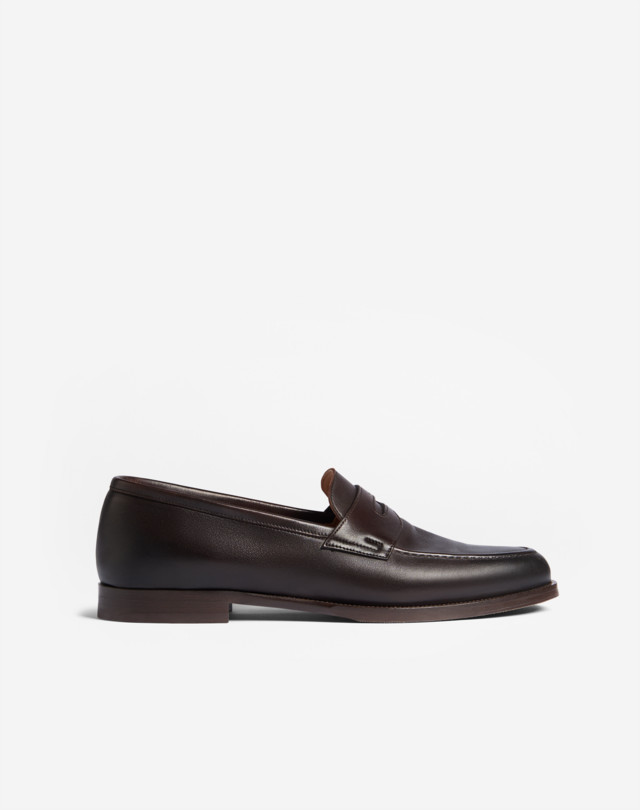 Men's DARK BROWN Audley Leather Penny Loafers | dunhill US Online Store