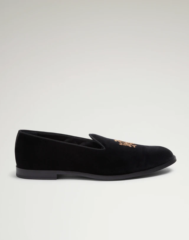 Men's Black Alfred Dunhill Insignia Evening Slippers | dunhill US ...