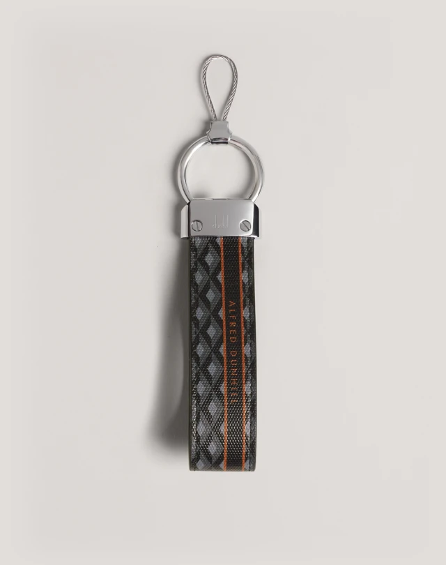 DUNHILL Engine Turn Luggage Canvas Key Fob KEYFOBS Man f