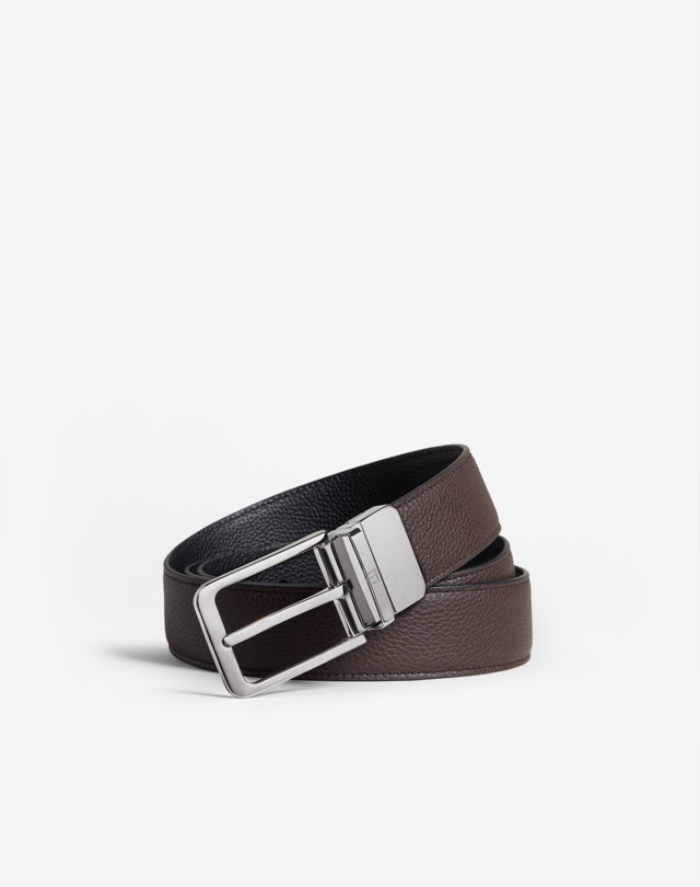 DUNHILL CINTURA 30 MM REVERSIBILE IN PELLE GRANULATA CON FIBBIA AD ALETTA CINTURE Uomo f
