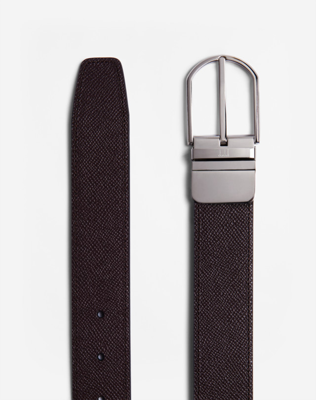DUNHILL REVERSIBLE 35MM ROUNDED SLIM BUCKLE CADOGAN LEATHER BELT BELTS Man r