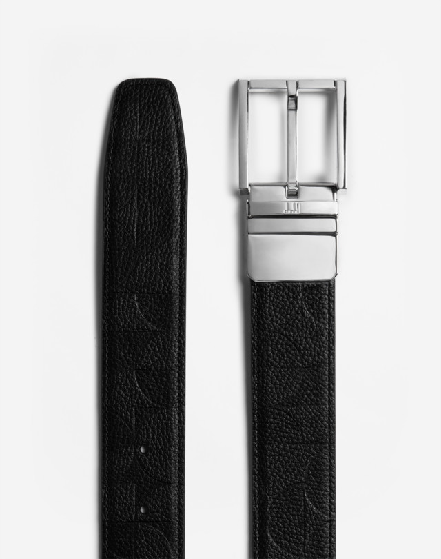 DUNHILL REVERSIBLE 35MM CLASSIC RECTANGULAR BUCKLE BELGRAVE OPTICAL LEATHER BELT BELTS Man r