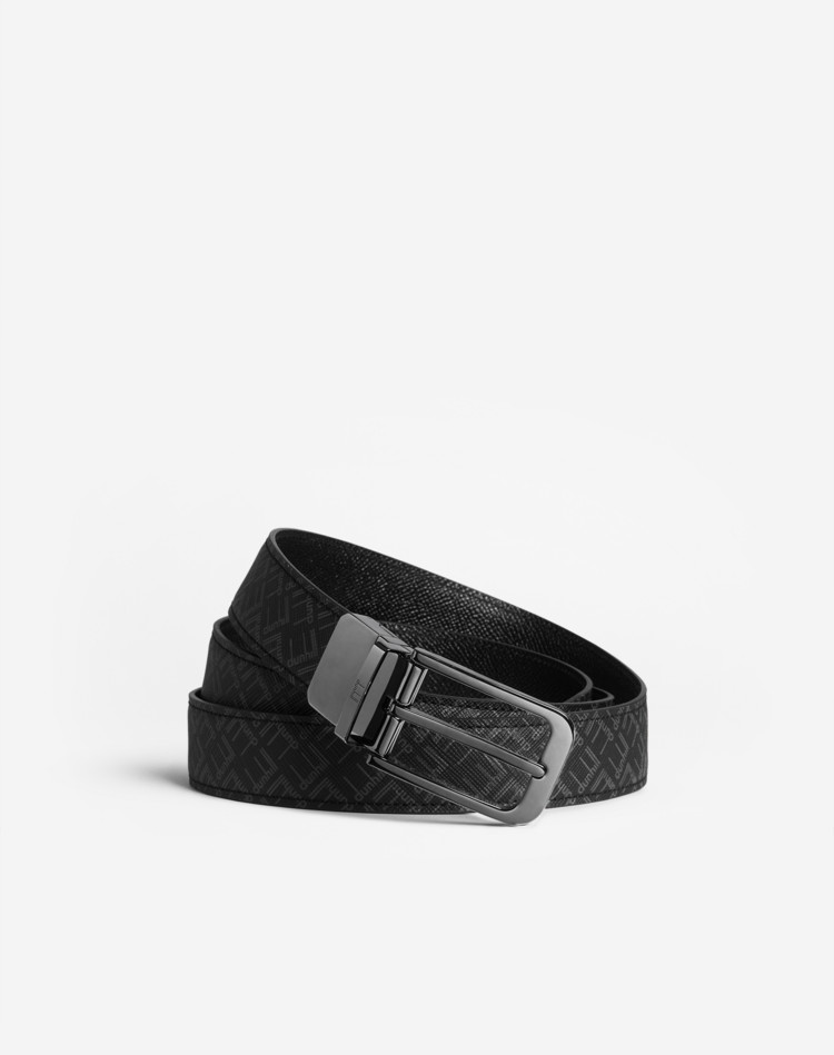 REVERSIBLE 30MM CLASSIC ROUNDED BUCKLE SIGNATURE CANVAS LEATHER BELT DUNHILL BELTS Man REVERSIBLE 30MM CLASSIC ROUNDED BUCKLE SIGNATURE CANVAS LEATHER BELT f
