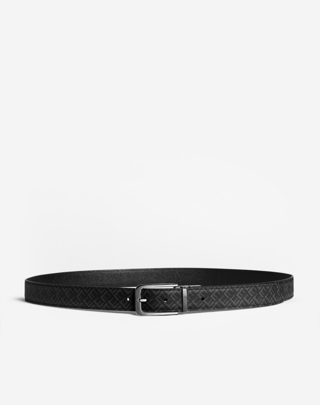 DUNHILL REVERSIBLE 30MM CLASSIC ROUNDED BUCKLE SIGNATURE CANVAS LEATHER BELT BELTS Man a
