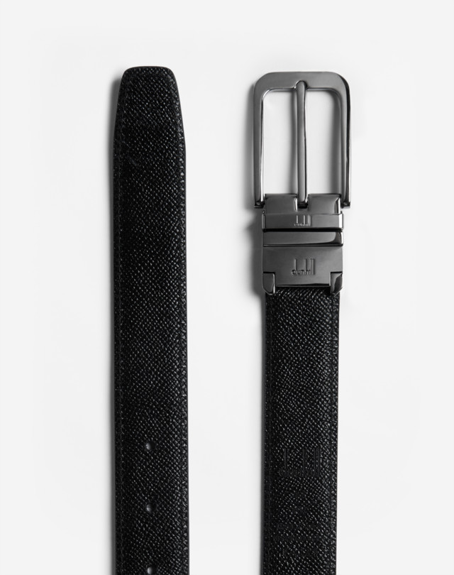 DUNHILL REVERSIBLE 30MM CLASSIC ROUNDED BUCKLE SIGNATURE CANVAS LEATHER BELT BELTS Man d