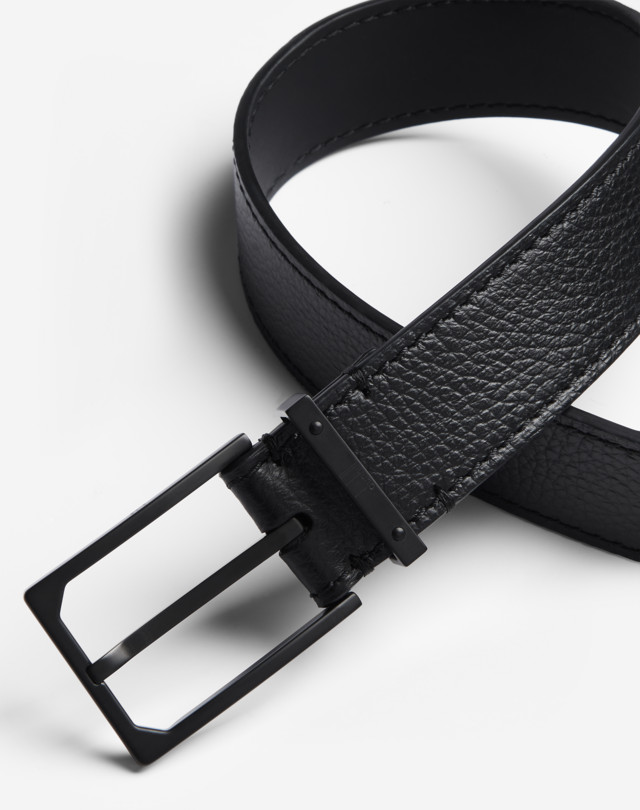 DUNHILL 35MM LOCK RECTANGULAR BUCKLE GRAINED LEATHER BELT BELTS Man e