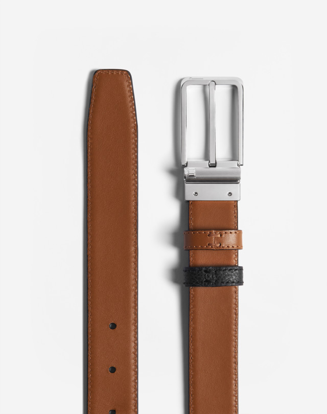 DUNHILL REVERSIBLE 30MM ROUNDED ROLLER BUCKLE GRAIN LEATHER BELT BELTS Man d