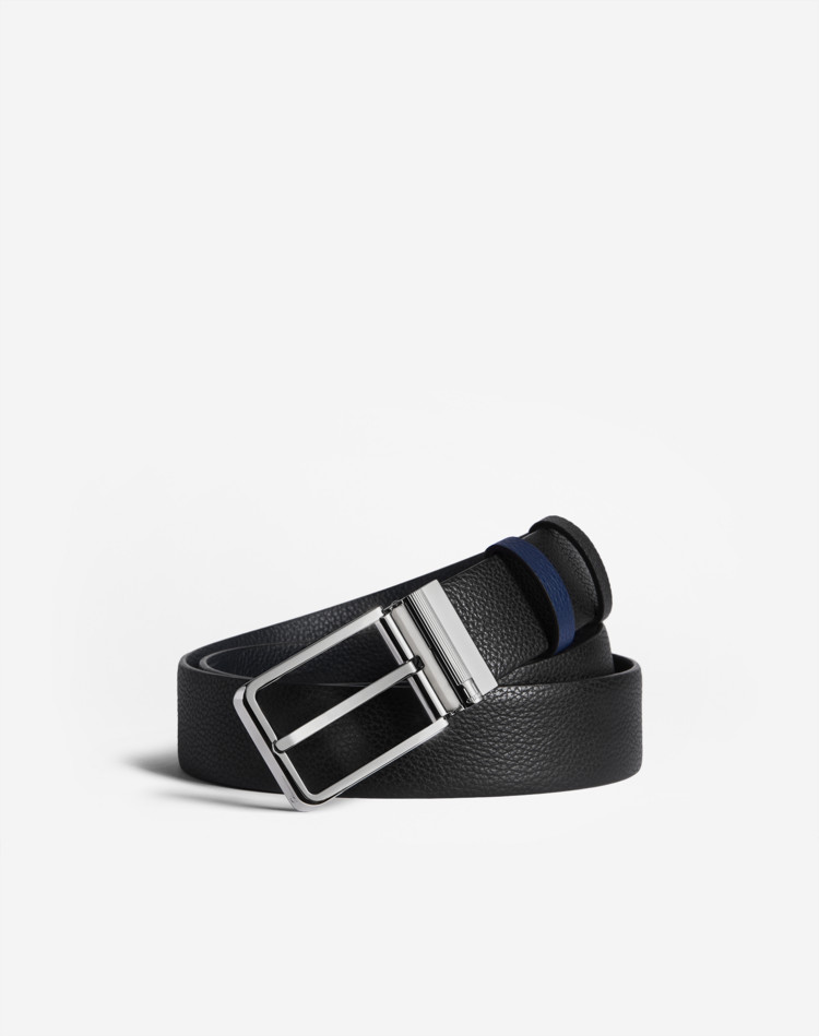 35mm Reversible Roller Buckle Grain Leather Belt DUNHILL BELTS Man 35mm Reversible Roller Buckle Grain Leather Belt f