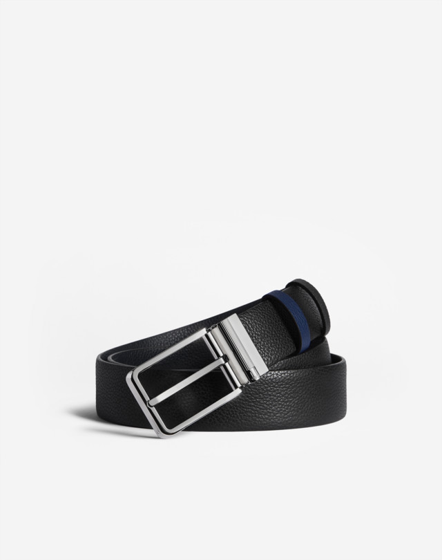 Men's Black 35mm Reversible Roller Buckle Grain Leather Belt | dunhill ...