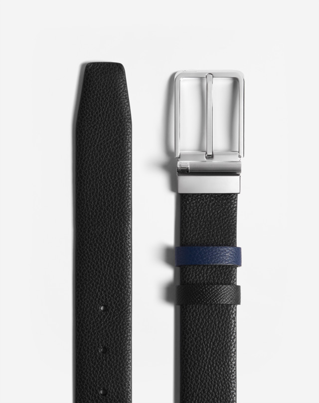DUNHILL ДВУСТОРОННИЙ РЕМЕНЬ ИЗ ЗЕРНИСТОЙ КОЖИ С ОКРУГЛОЙ РОЛИКОВОЙ ПРЯЖКОЙ, 35 ММ РЕМЕНЬ Для Мужчин r