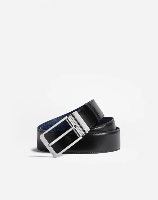 Men's Black 35mm Reversible Roller Buckle Leather Belt | dunhill US ...