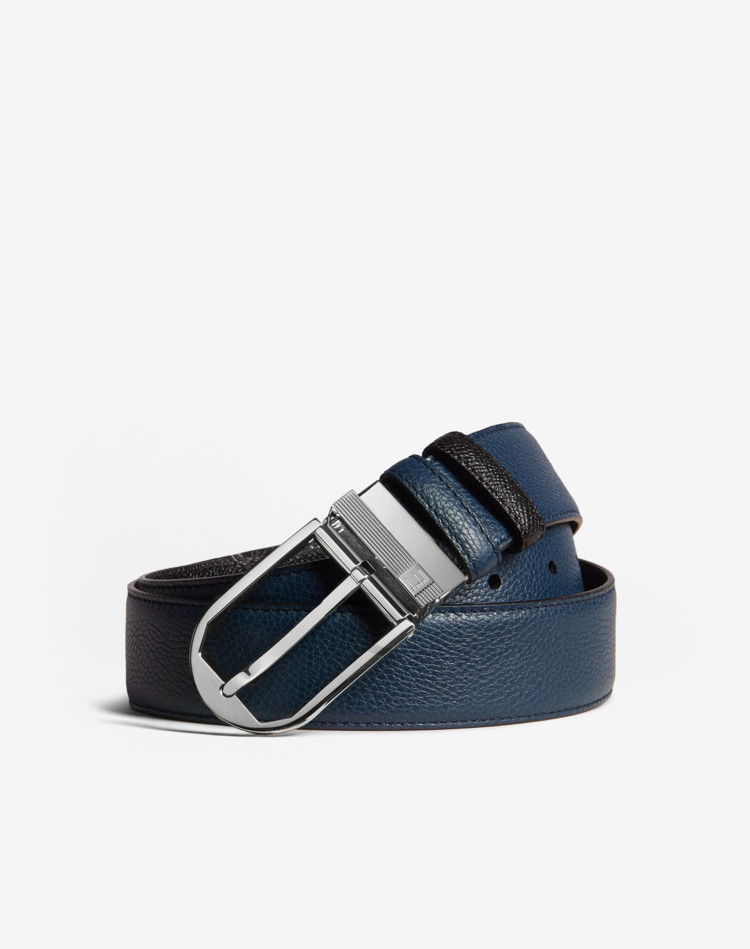 DUNHILL BELTS Man Reversible 35mm Saddle Buckle Grained Leather Belt f