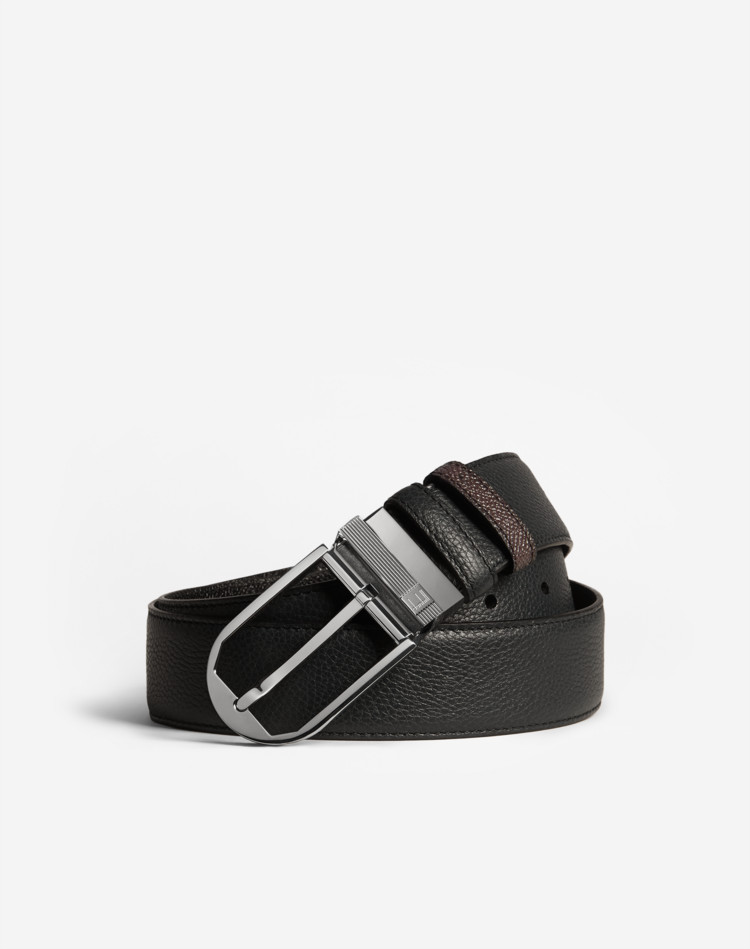 DUNHILL BELTS Man Reversible 35mm Saddle Buckle Grained Leather Belt f