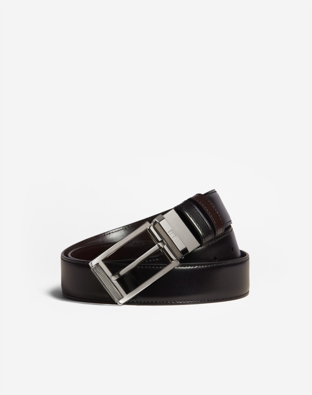 DUNHILL Reversible 30mm Rectangular Roller Buckle Grained Leather Belt BELTS Man f