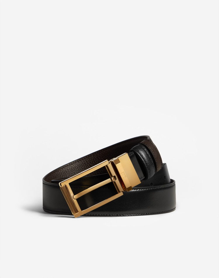 DUNHILL BELTS Man Reversible 30mm Rectangular Roller Buckle Smooth Leather Belt f
