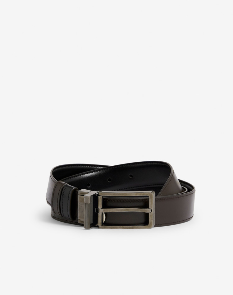 DUNHILL BELTS Man Reversible 30mm Rounded Roller Buckle Smooth Leather Belt f