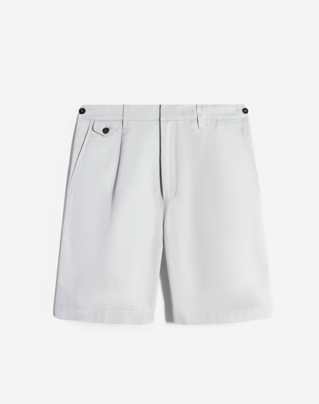 DUNHILL Cotton Linen Single Pleat Bermuda Shorts SHORTS Man f