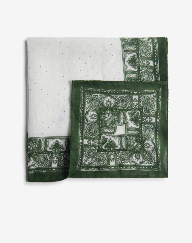 DUNHILL Льняной шейный платок с мотивом пейсли по краям Neckerchiefs Для Мужчин f