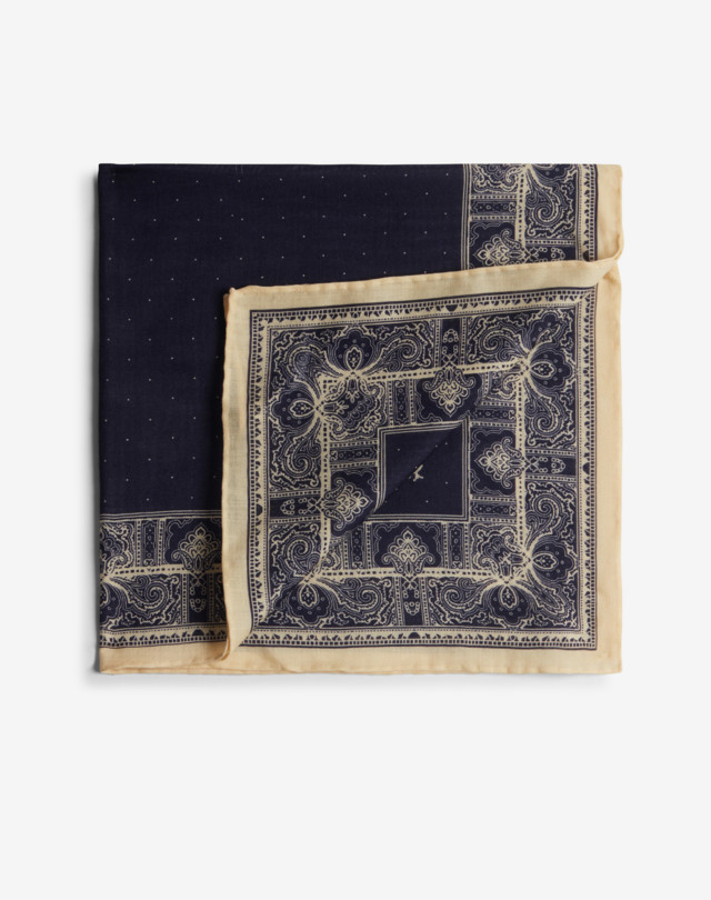 DUNHILL Linen Paisley Border Neckerchief Neckerchiefs Man f