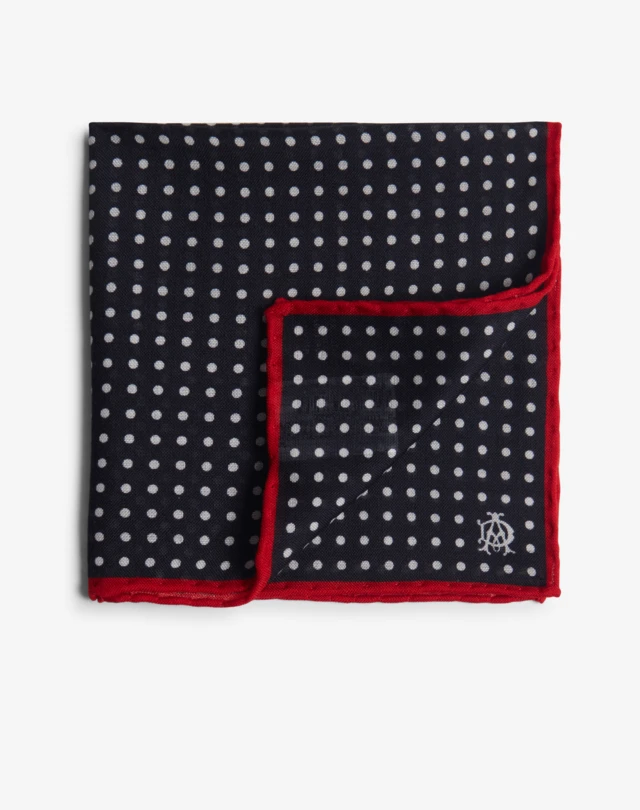 DUNHILL Wool Silk Polka Dot Pocket Square Pocket square Man f