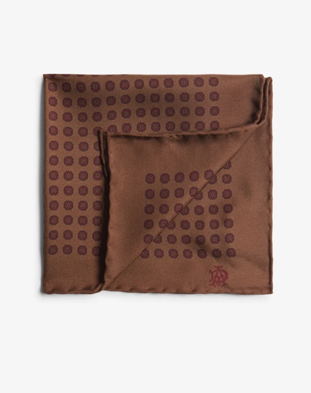 DUNHILL Pochette in seta con stampa medaglioni geometrica POCHETTE DA TASCHINO Uomo f