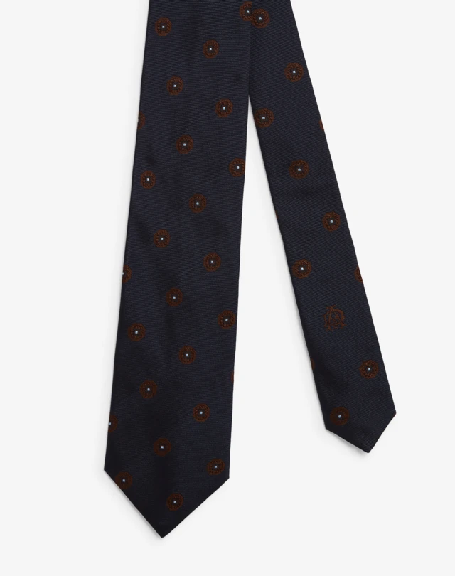 DUNHILL Corbata tejida de seda con medallón de 8,5 cm Corbata Hombre f