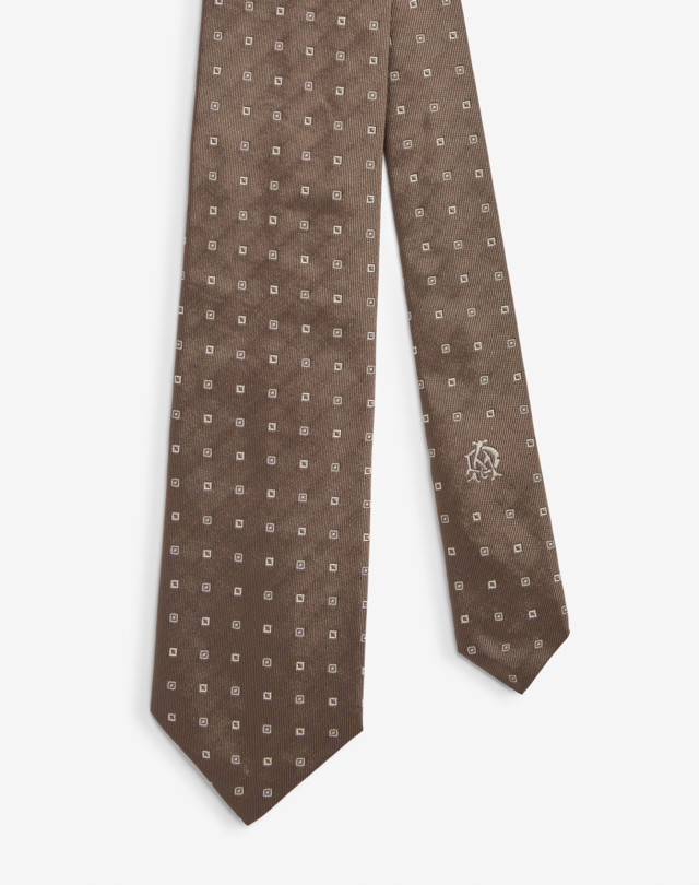 DUNHILL Cravatta 8,5 cm tessuta a motivo Neat a quadri in seta Cravatta Uomo f