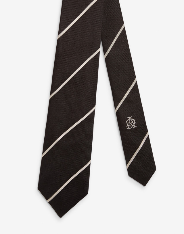 DUNHILL Cravatta tessuta in seta a righe Cravatta Uomo f