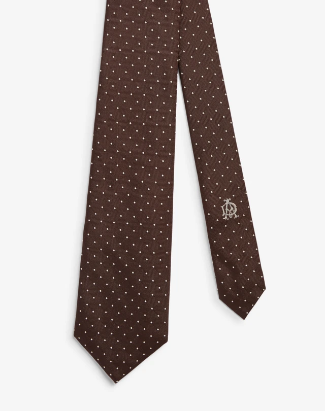 DUNHILL Silk Texture Pin Dot Woven Tie 8.5cm Tie Man f