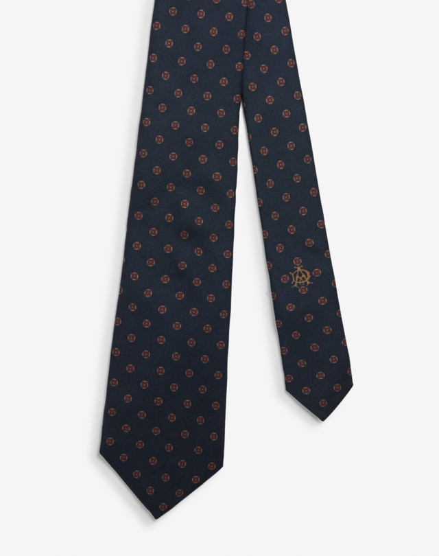 DUNHILL Krawatte aus Seide mit rundem Neats-Muster-Print KRAWATTE Herren f