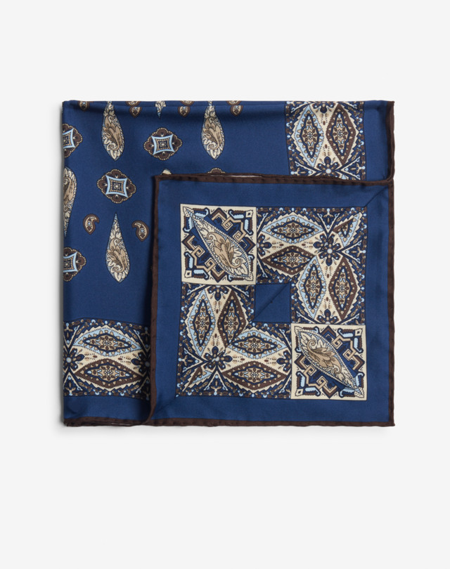 DUNHILL Шейный платок синего цвета из шёлка с каплеобразным принтом пейсли Neckerchiefs Для Мужчин f