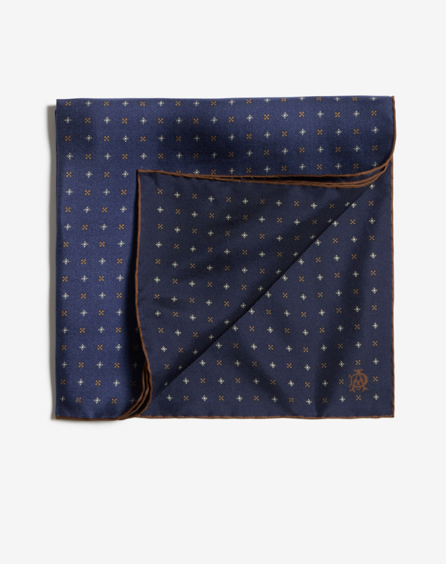 DUNHILL Halstuch aus nachtblauer Seide mit kleinem „Floral Neats“-Muster Neckerchiefs Herren f
